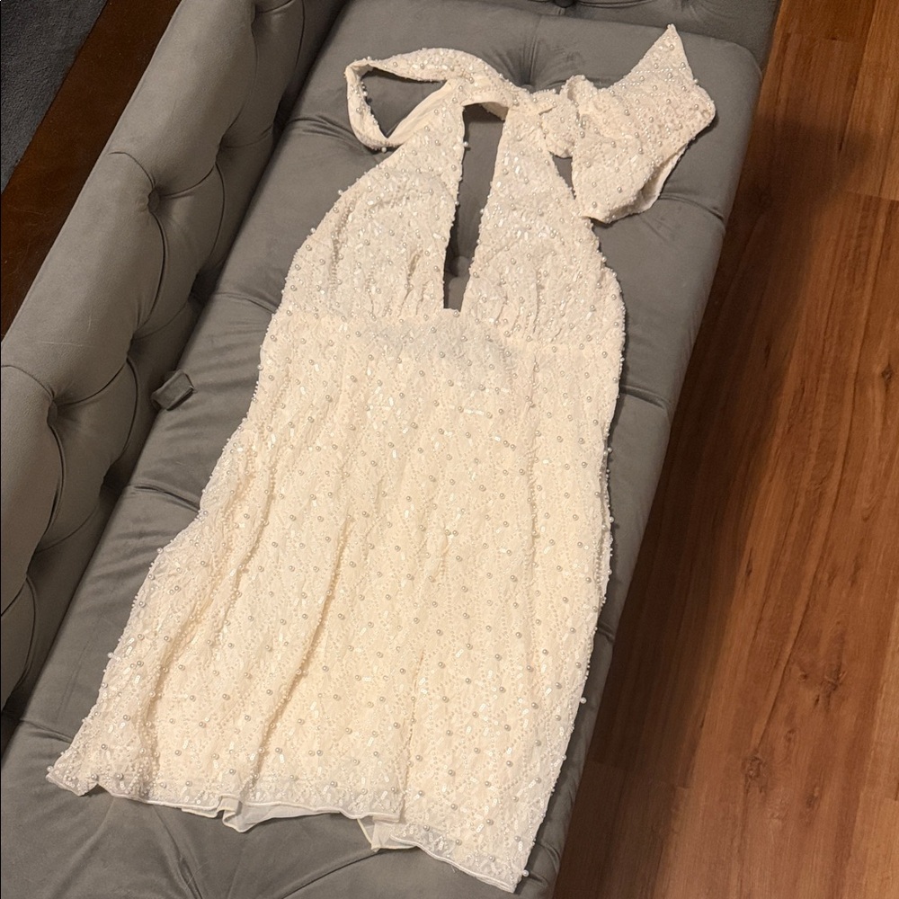Oh Polly Cream Mini Dress